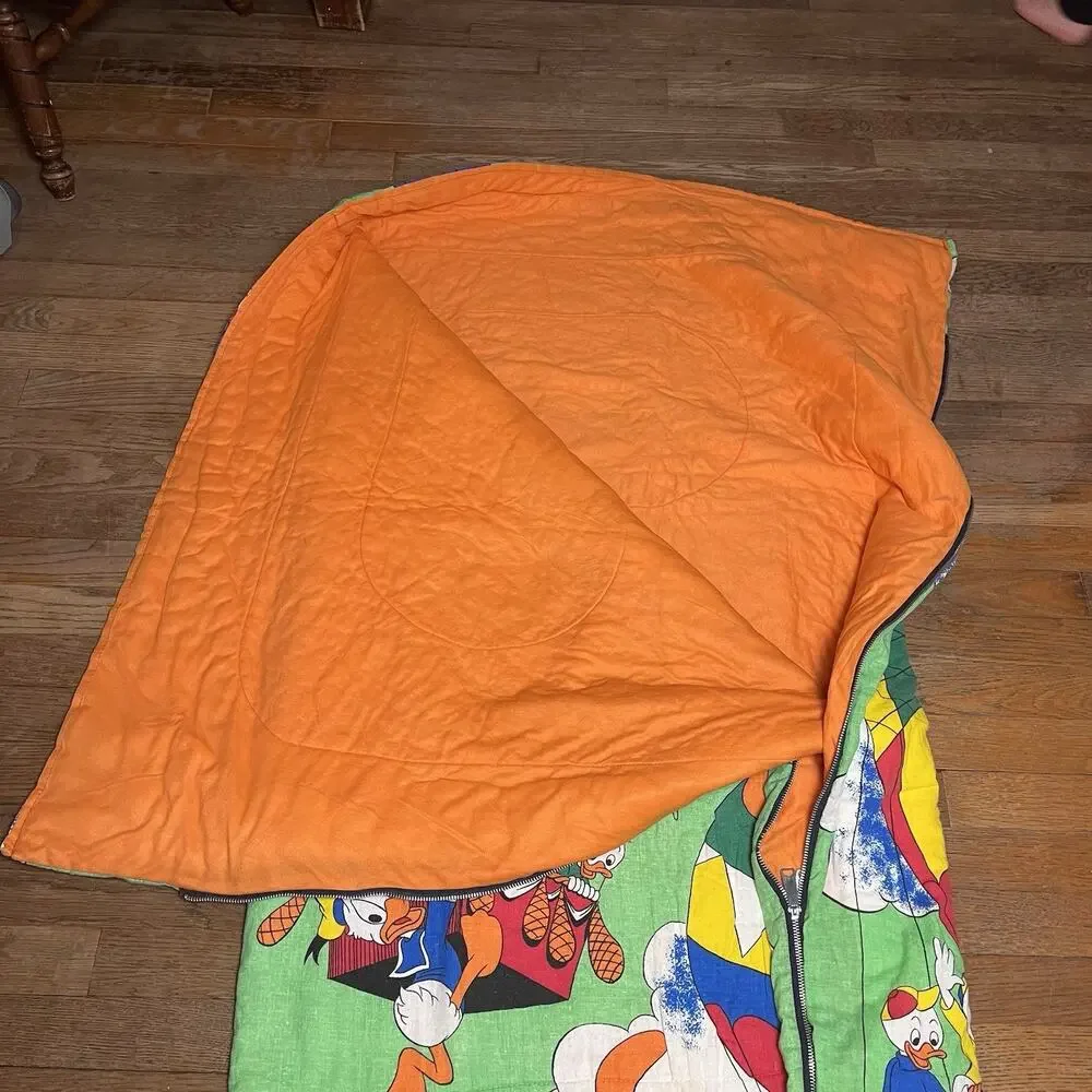 Vintage Disney Sleeping Bag Mickey Minnie Mouse Goofy Hot Air Balloon 32x60